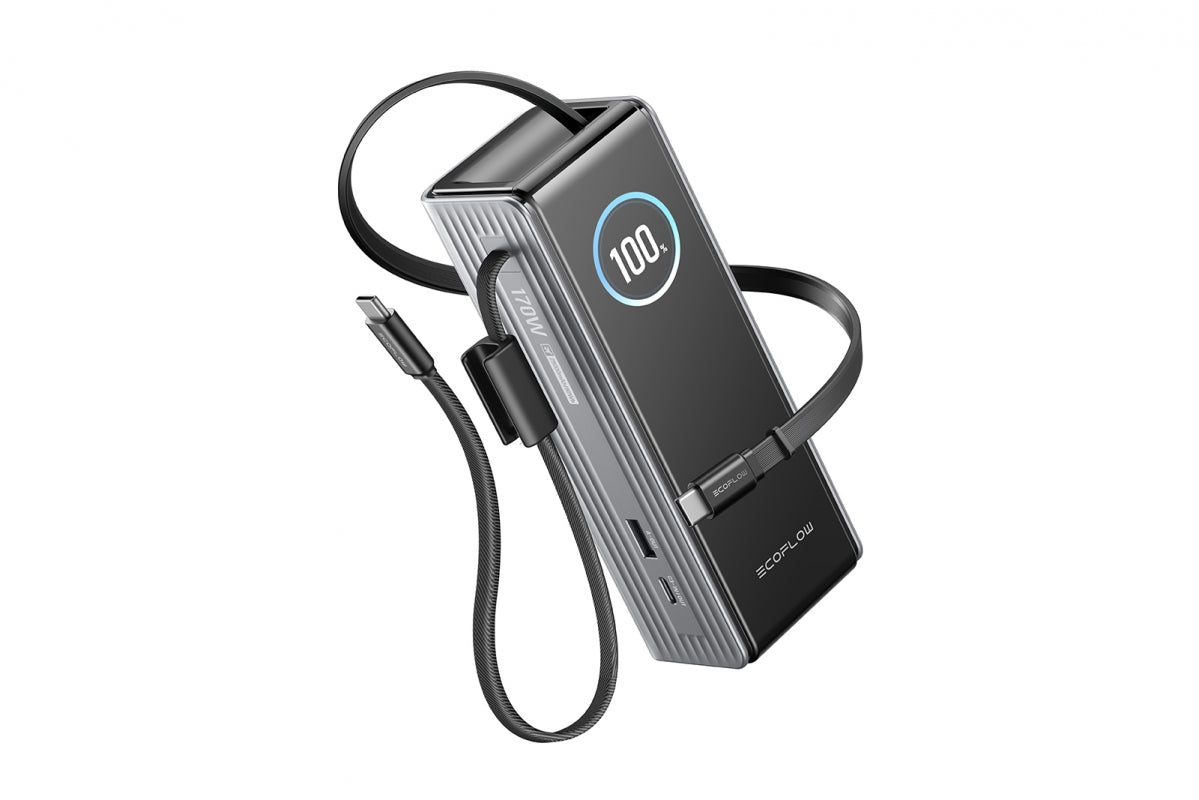 EcoFlow RAPID Power Bank (25000 mAh, 170 W, 100 W zabudované kabely) - stříbrná