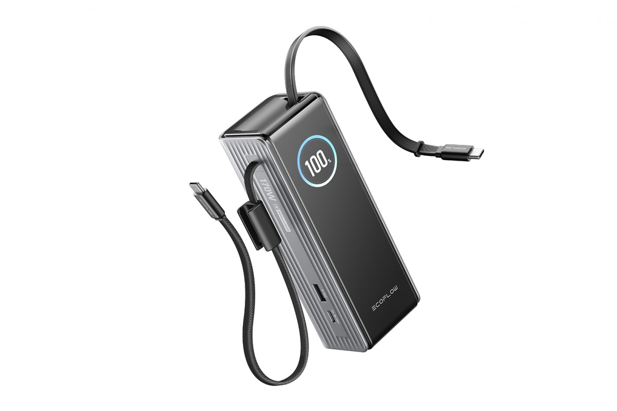 EcoFlow RAPID Power Bank (25000 mAh, 170 W, 100 W zabudované kabely) - stříbrná
